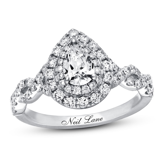 Previously Owned Neil Lane Engagement Ring 1-1/8 ct tw Pear & Round-cut Diamonds 14K White Gold