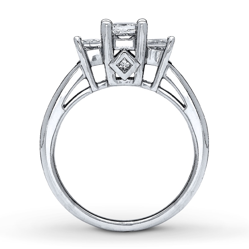 Main Image 2 of Previously Owned 3-Stone Diamond Ring 1-1/2 ct tw Princess-cut 14K White Gold - Size 10