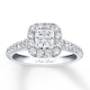 Thumbnail Image 1 of Previously Owned Neil Lane Engagement Ring 1-1/2 ct tw Princess & Round-cut Diamonds 14K White Gold - Size 3.5