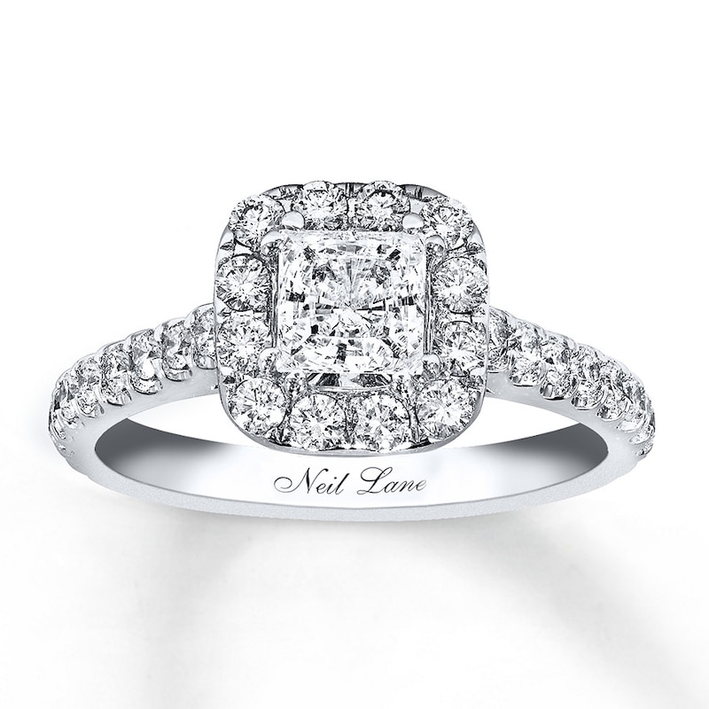 Main Image 1 of Previously Owned Neil Lane Engagement Ring 1-1/2 ct tw Princess & Round-cut Diamonds 14K White Gold - Size 3.5