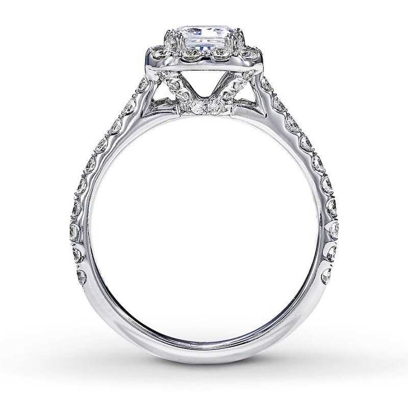 Previously Owned Neil Lane Engagement Ring 1-1/2 ct tw Princess & Round-cut Diamonds 14K White Gold - Size 3.5