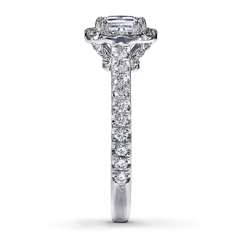 Previously Owned Neil Lane Engagement Ring 1-1/2 ct tw Princess & Round-cut Diamonds 14K White Gold - Size 3.5