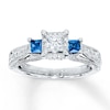 Thumbnail Image 1 of Previously Owned Engagement Ring 1 ct tw Princess & Round-cut Diamonds 14K White Gold - Size 5