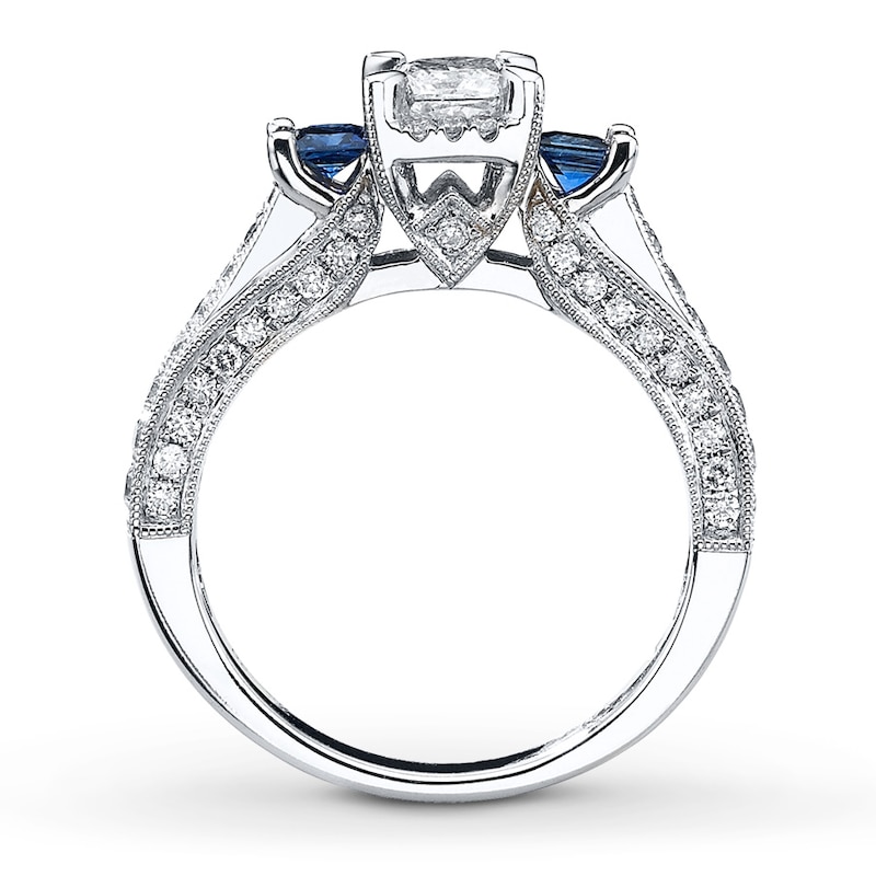 Main Image 2 of Previously Owned Engagement Ring 1 ct tw Princess & Round-cut Diamonds 14K White Gold - Size 5