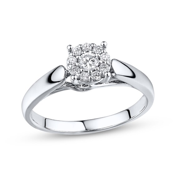 Previously Owned Diamond Engagement Ring 1/4 ct tw Round-cut 10K White Gold Size 3.5