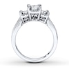 Thumbnail Image 2 of Previously Owned 3-Stone Ring 1 ct tw Princess & Round-cut Diamonds 14K White Gold Size 9.75