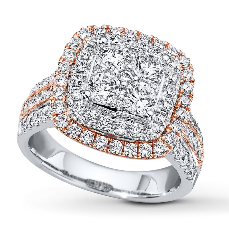 Main Image 1 of Previously Owned Diamond Engagement Ring 2 ct tw Round-cut Diamonds 14K Two-Tone Gold - Size 9.5