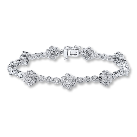 Previously Owned Diamond Bracelet 1/10 ct tw Round-cut Sterling Silver 7.5"