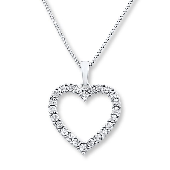 Previously Owned Diamond Heart Necklace 1/10 ct tw Round-cut Sterling Silver 18"
