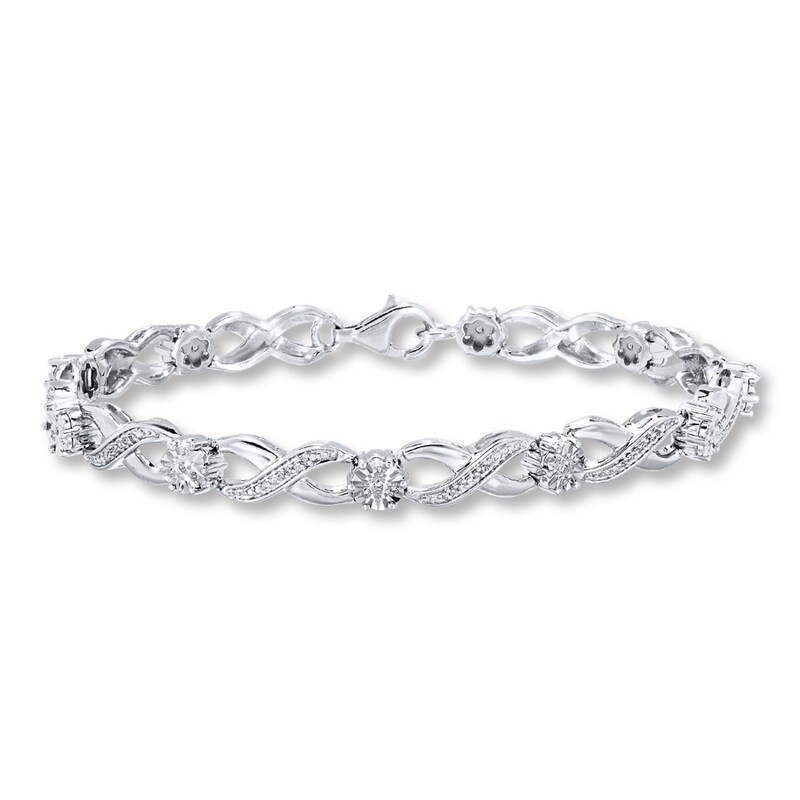 Main Image 1 of Previously Owned Diamond Infinity Bracelet 1/4 ct tw Sterling Silver 7.25&quot;