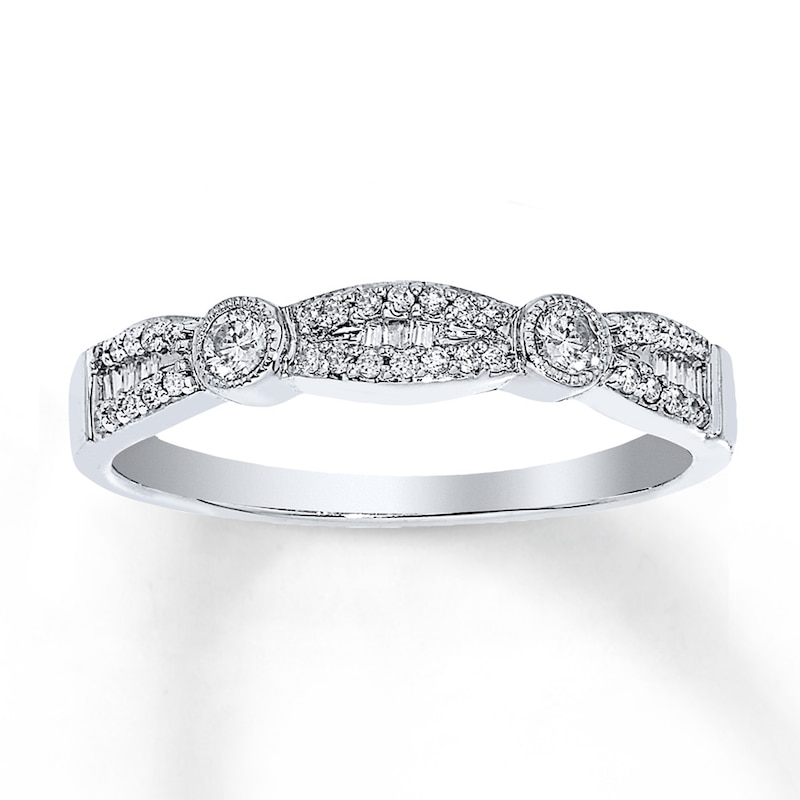 Main Image 1 of Previously Owned Diamond Anniversary Band 1/5 cttw Round & Baguette 10K White Gold