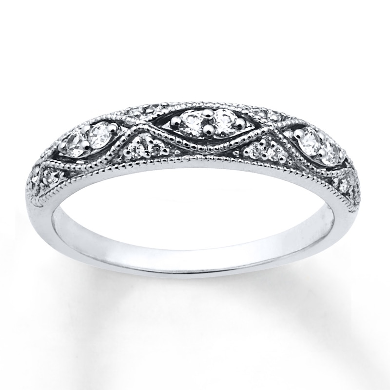 Main Image 1 of Previously Owned Band 1/5 ct tw Round-cut Diamonds 10K White Gold