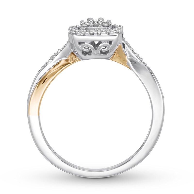 Main Image 2 of Previously Owned Diamond Ring 1/5 ct tw Round-cut 10K Two-Tone Gold
