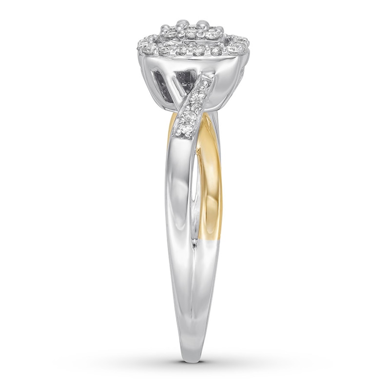 Main Image 3 of Previously Owned Diamond Ring 1/5 ct tw Round-cut 10K Two-Tone Gold