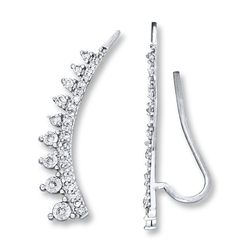 Previously Owned Earring Climbers 1/3 cttw Diamonds 10K White Gold