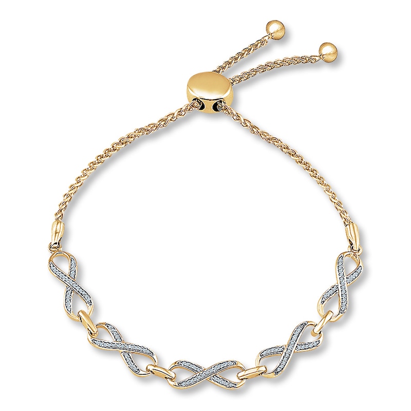 Main Image 1 of Previously Owned Diamond Infinity Bolo Bracelet 1/4 ct tw 10K Yellow Gold 9.5&quot;