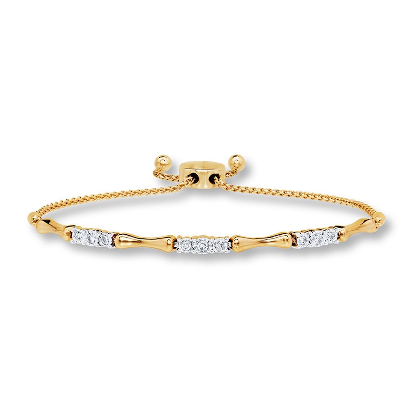 Main Image 1 of Previously Owned Diamond Bolo Bracelet 1/4 cttw 10K Yellow Gold 9.5"
