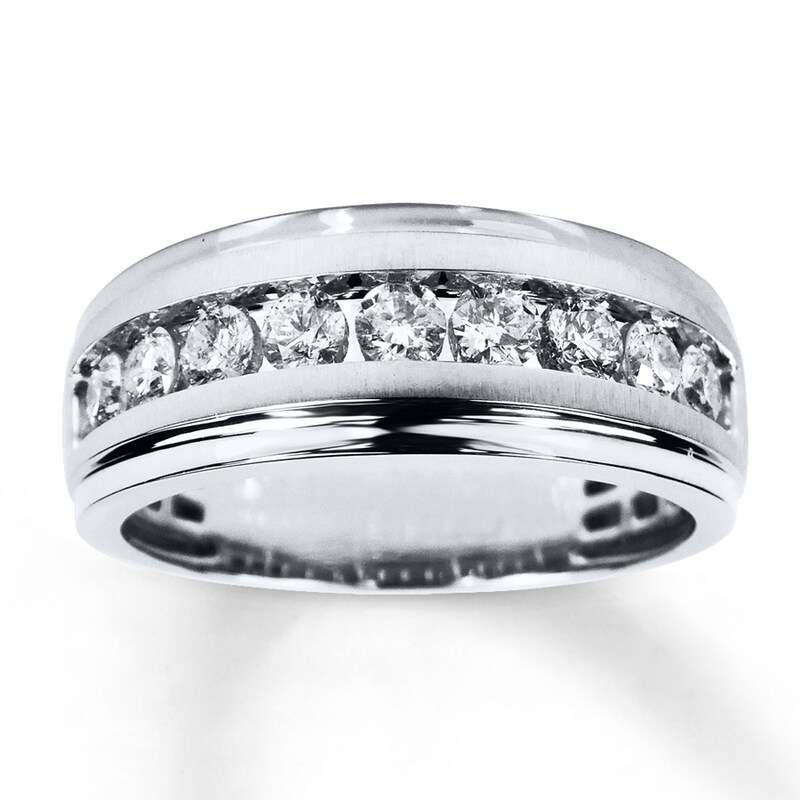 Main Image 1 of Previously Owned Men's Diamond Ring 1 ct tw Round-cut 10K White Gold