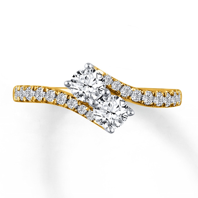Main Image 1 of Previously Owned Ever Us Two-Stone Anniversary Ring 1 ct tw Round-cut Diamonds 14K Yellow Gold