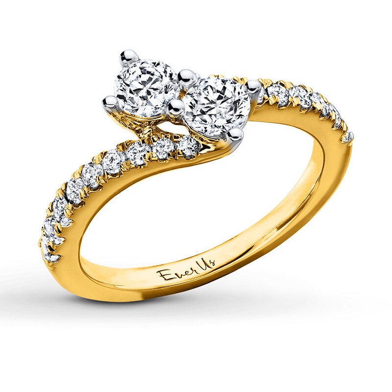 Main Image 3 of Previously Owned Ever Us Two-Stone Anniversary Ring 1 ct tw Round-cut Diamonds 14K Yellow Gold