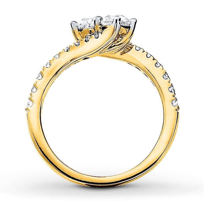 Main Image 4 of Previously Owned Ever Us Two-Stone Anniversary Ring 1 ct tw Round-cut Diamonds 14K Yellow Gold