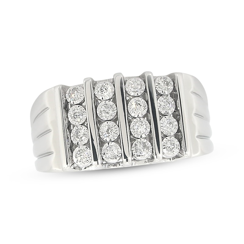 Main Image 1 of Previously Owned Men's Diamond Wedding Band 1/3 ct tw Round-cut 10K White Gold