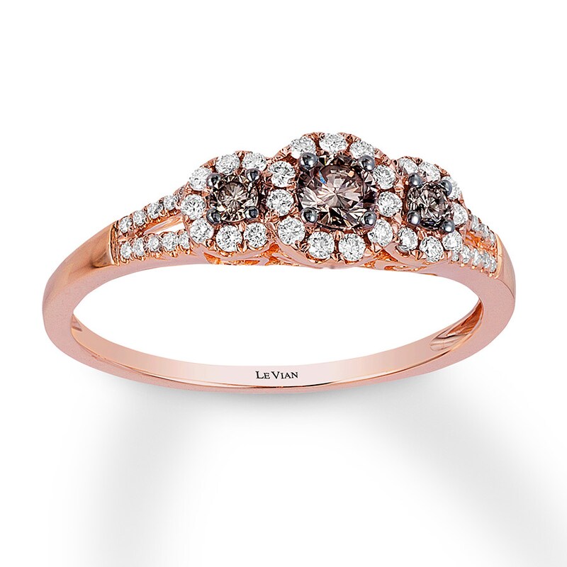 Main Image 1 of Previously Owned Le Vian Chocolate Diamond Ring 1/3 ct tw Round-cut 14K Strawberry Gold
