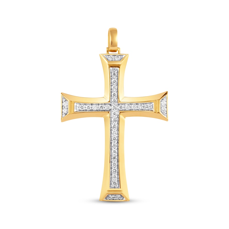 Main Image 1 of Previously Owned Men's Diamond Cross Charm 1/2 ct tw Round-cut 10K Yellow Gold