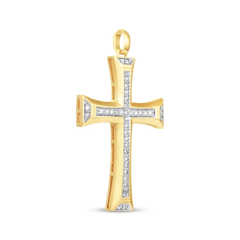 Main Image 2 of Previously Owned Men's Diamond Cross Charm 1/2 ct tw Round-cut 10K Yellow Gold