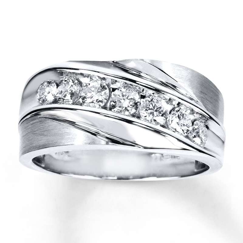 Main Image 1 of Previously Owned Men's Diamond Band 1 ct tw Round-cut 14K White Gold