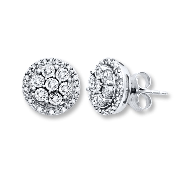 Previously Owned Diamond Earrings 1/5 ct tw Round-cut 10K White Gold