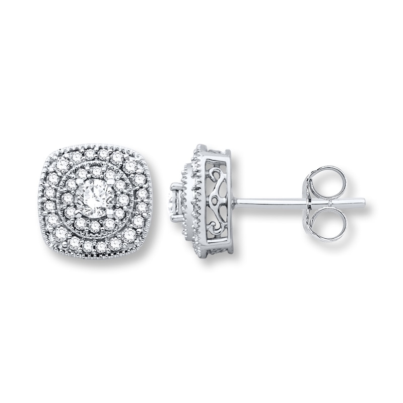 Previously Owned Diamond Earrings 1/2 ct tw Round-cut 10K White Gold