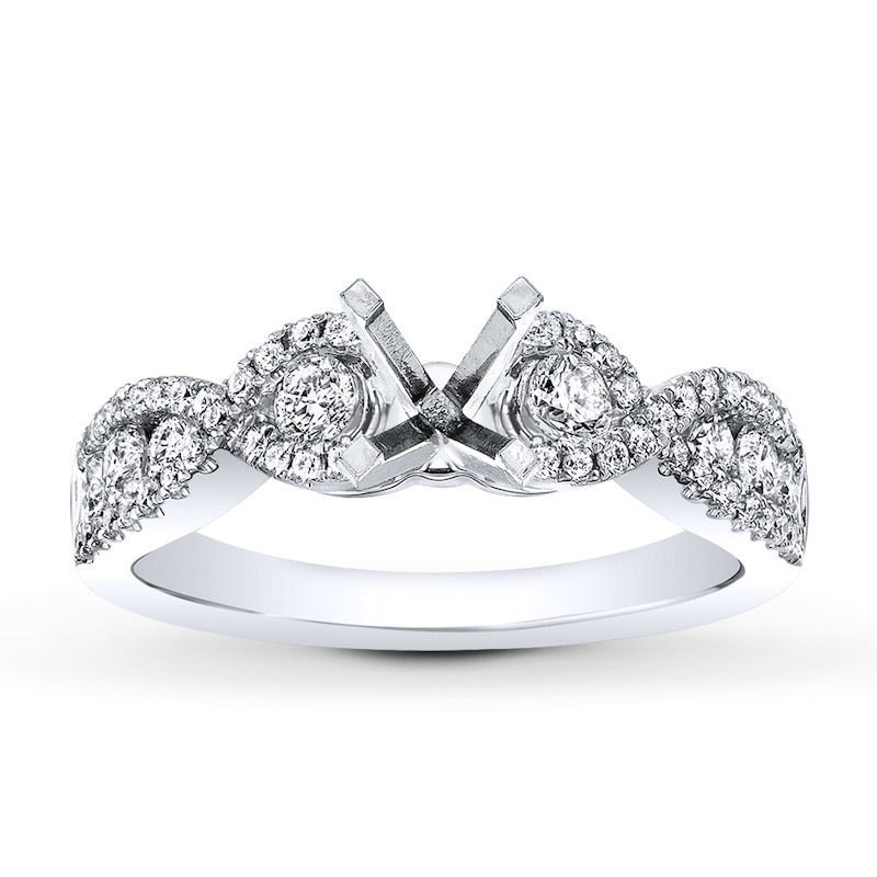 Main Image 1 of Previously Owned Diamond Ring Setting 5/8 ct tw Round-cut 14K White Gold