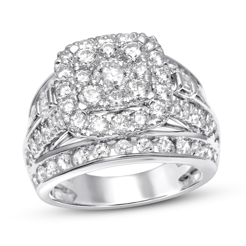 Main Image 1 of Previously Owned Diamond Engagement Ring 3-1/4 ct tw Round-cut 14K White Gold