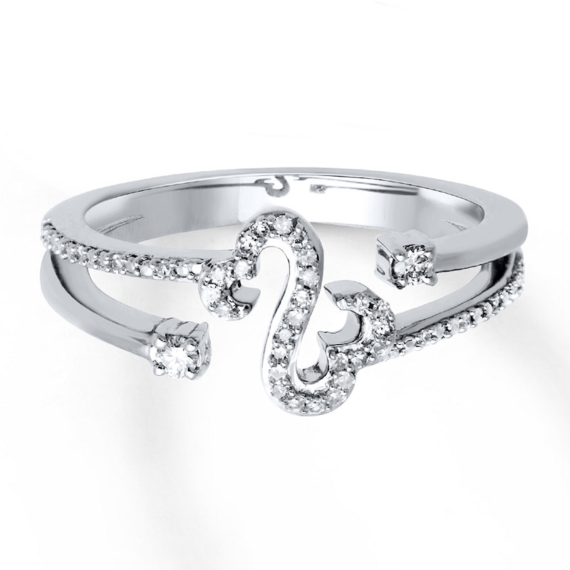 Main Image 1 of Previously Owned Open Hearts Ring 1/8 ct tw Diamonds Sterling Silver