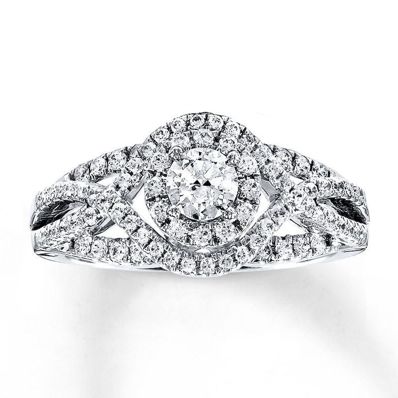 Main Image 1 of Previously Owned Engagement Ring 7/8 ct tw Round-cut Diamonds 14K White Gold