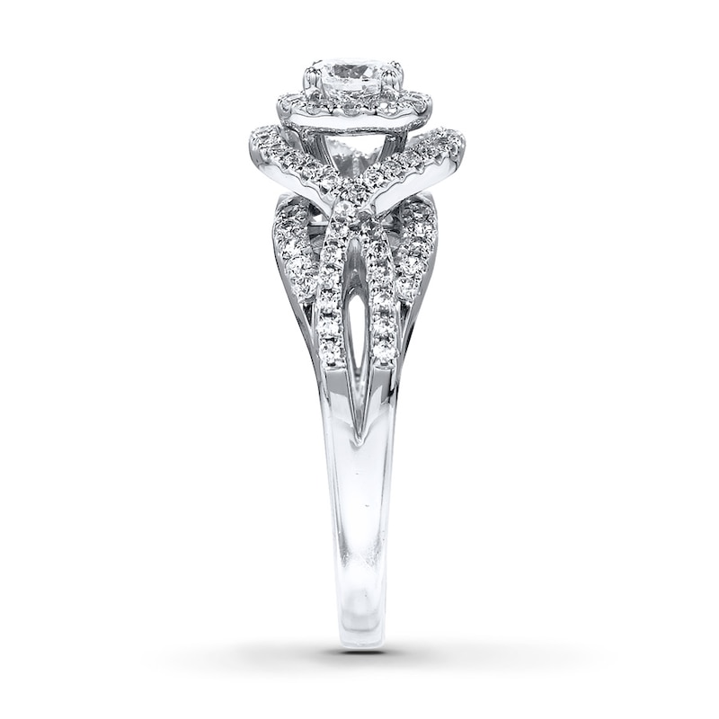 Main Image 3 of Previously Owned Engagement Ring 7/8 ct tw Round-cut Diamonds 14K White Gold