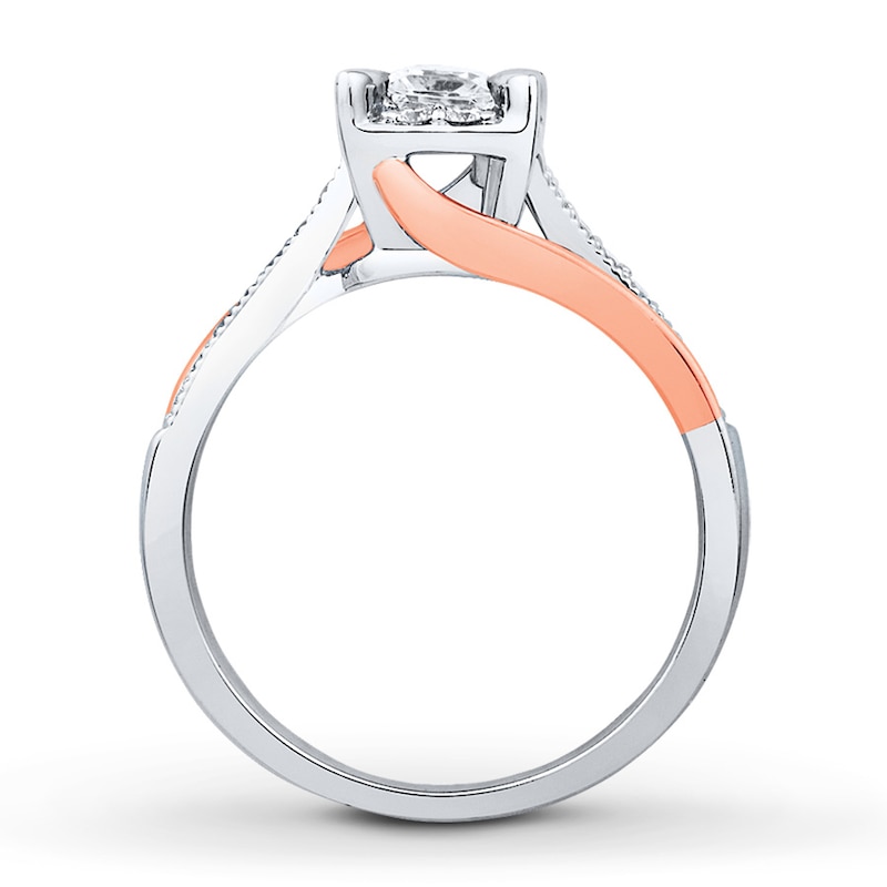 Main Image 2 of Previously Owned Diamond Engagement Ring 5/8 ct tw Princess & Round-Cut 14K Two-Tone Gold