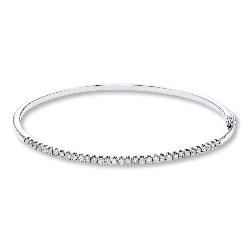Main Image 1 of Previously Owned Diamond Bangle 3/4 ct tw Round-cut 14K White Gold