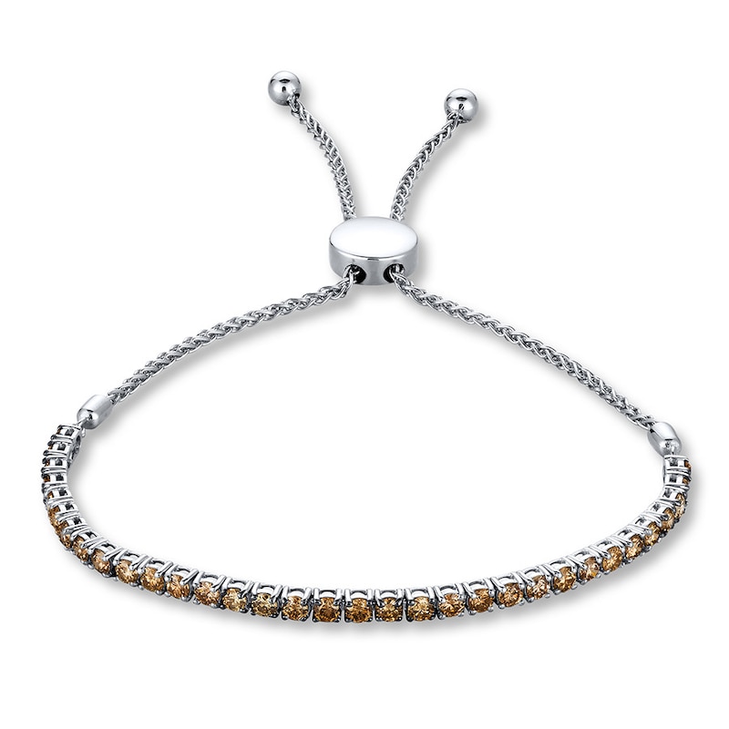 Main Image 1 of Previously Owned Le Vian Chocolate Ombre Bolo Bracelet 2 ct tw Diamonds 14K White Gold 9.5"