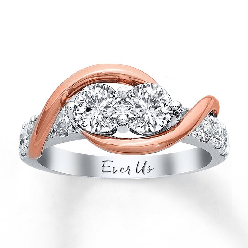 Main Image 1 of Previously Owned Ever Us Two-Stone Anniversary Ring 1-1/2 ct tw Round-cut Diamonds 14K Two-Tone Gold