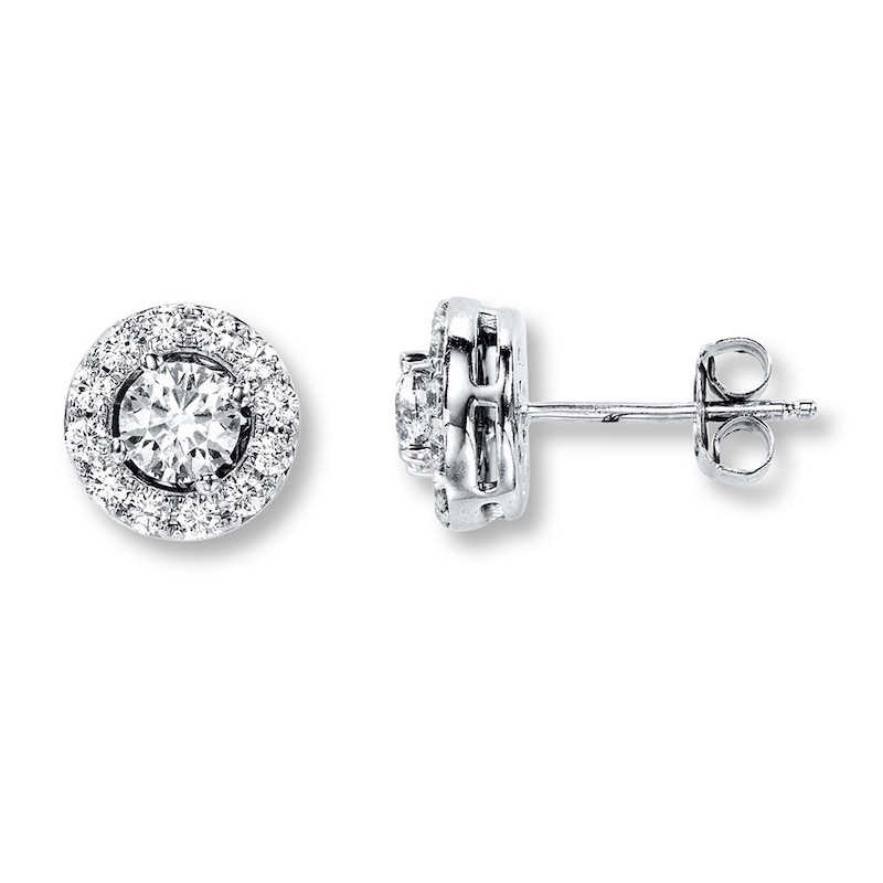 Previously Owned Diamond Earrings 1-1/3 ct tw Round-cut 18K White Gold