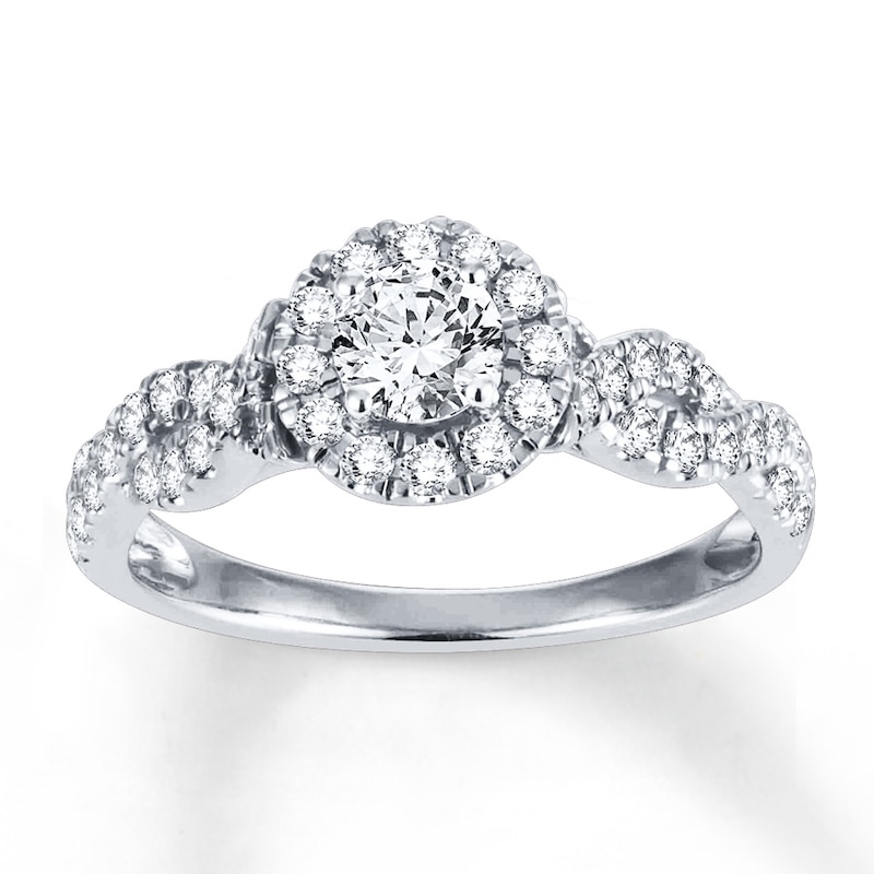 Main Image 1 of Previously Owned Diamond Engagement Ring 3/4 ct tw Round-cut 14K White Gold