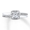 Thumbnail Image 1 of Previously Owned Engagement Ring 1 ct tw Princess & Round-cut Diamonds 14K White Gold