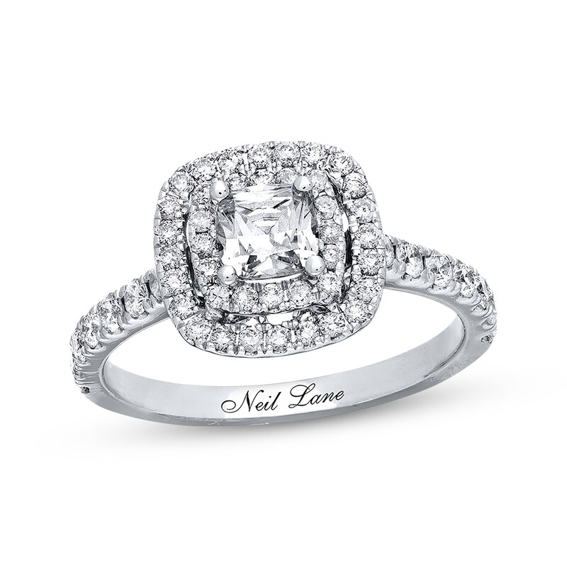 Main Image 1 of Previously Owned Neil Lane Engagement Ring 1-1/8 ct tw Cushion & Round-cut Diamonds 14K White Gold - Size 4.5