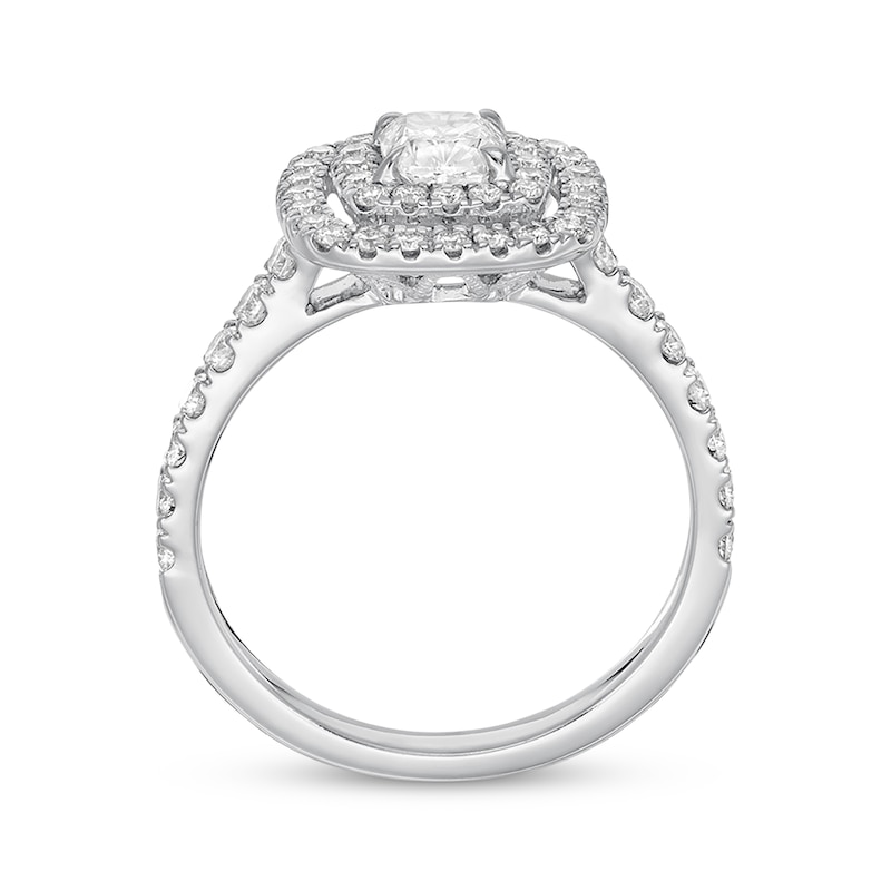Main Image 3 of Previously Owned Neil Lane Engagement Ring 1-1/8 ct tw Cushion & Round-cut Diamonds 14K White Gold - Size 4.5