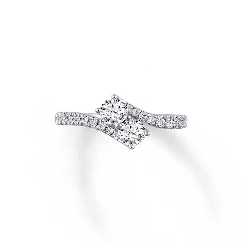 Main Image 1 of Previously Owned Ever Us Two-Stone Ring 1 ct tw Round-cut Diamonds 14K White Gold Size 10.5