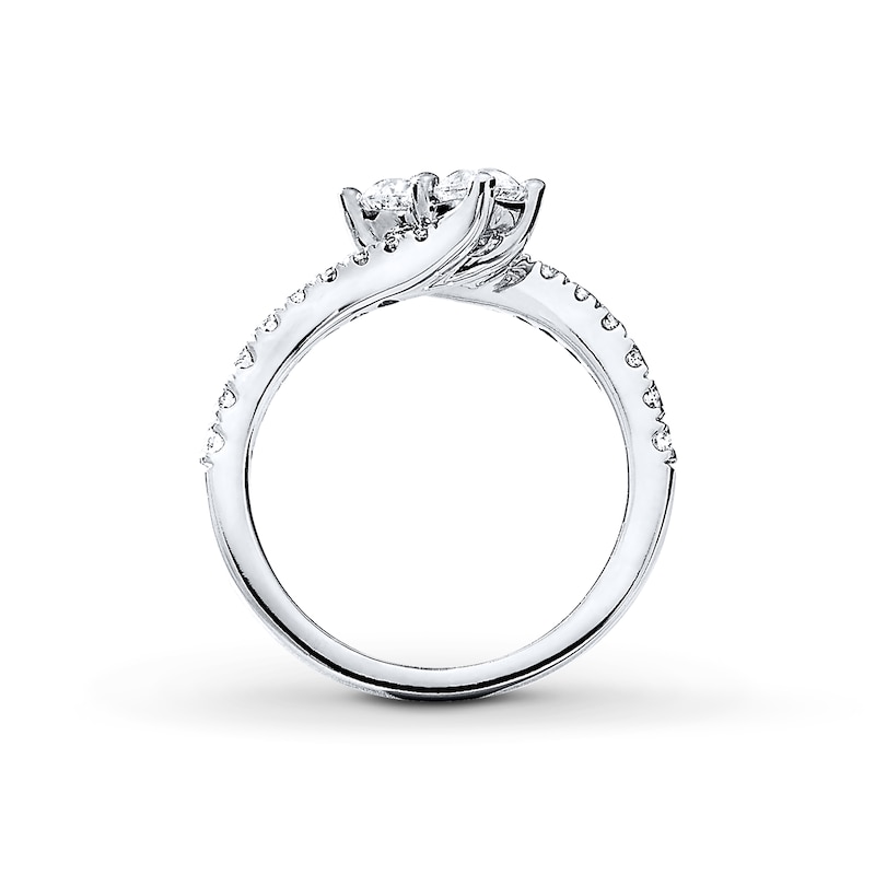 Main Image 4 of Previously Owned Ever Us Two-Stone Ring 1 ct tw Round-cut Diamonds 14K White Gold Size 10.5