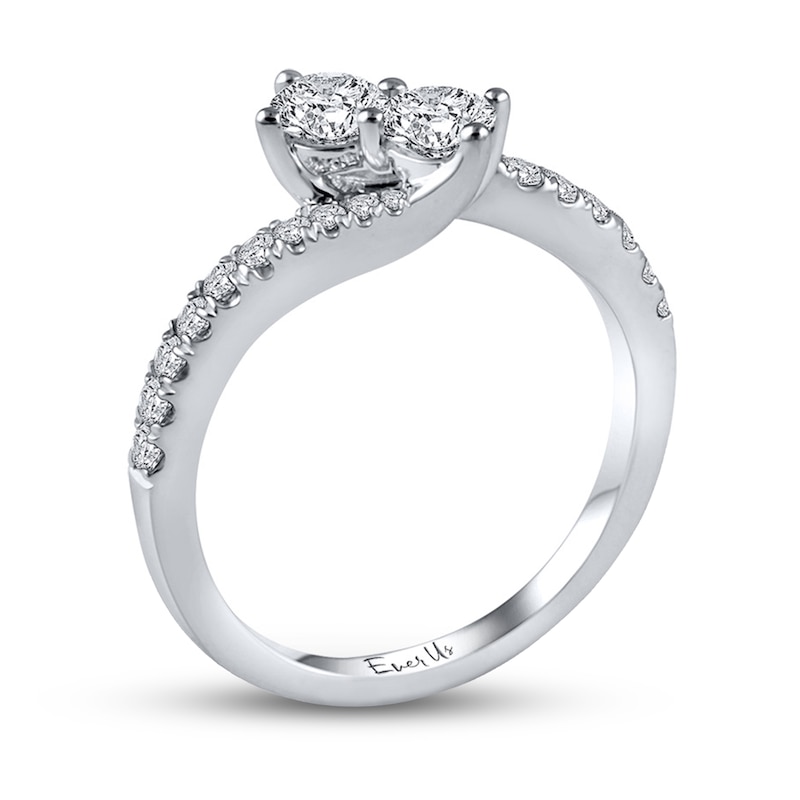 Main Image 2 of Previously Owned Ever Us Two-Stone Ring 3/4 ct tw Round-cut Diamonds 14K White Gold Size 9.5