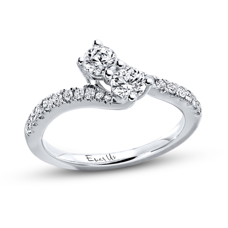 Main Image 3 of Previously Owned Ever Us Two-Stone Ring 3/4 ct tw Round-cut Diamonds 14K White Gold Size 9.5